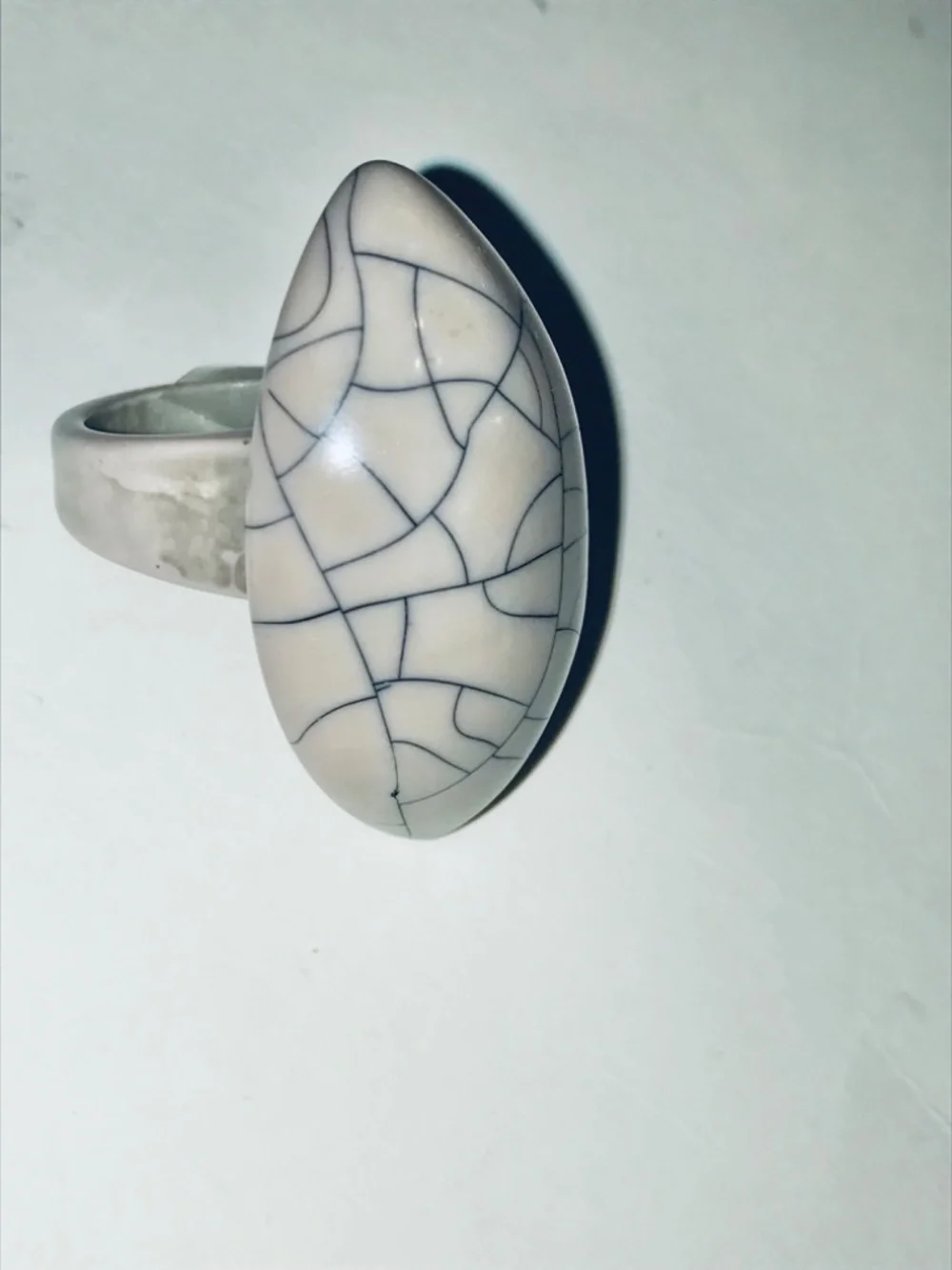 Statement Cocktail Ring Diamond Shaped Grey Blue Cracked Resin Sz 7 Geometric